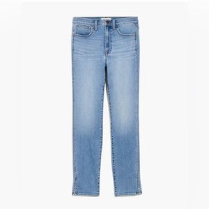 Madewell light wash straight jeans with slit